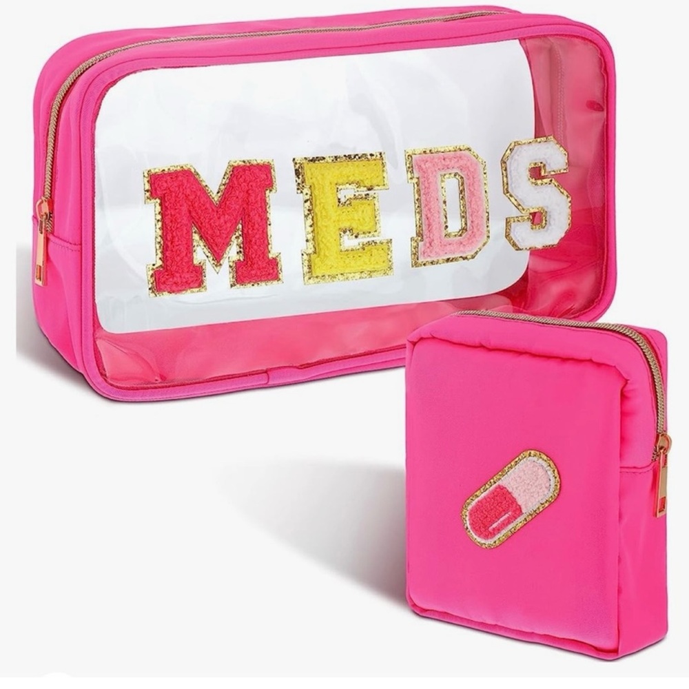 Clear Pink 'Meds' Pouch Set - Fun Travel Organizers